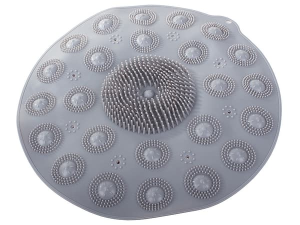 Fodmassagemåtte til bruser/badekar med sugekopper PVC grå 37 cm