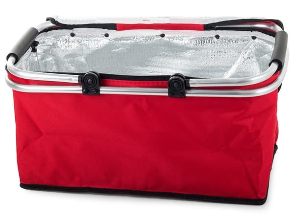 Hopfällbar picknickkorg med isolering röd 48x28x22 cm