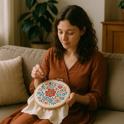 Broderigarnsæt polyester 50 farver, 8 m/nøgle, 50-pak