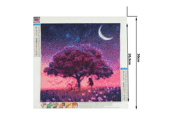 Diamond painting-sæt træmotiv 30x30 cm runde diamanter
