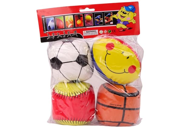 Bløde sportsbolde til børn 4-pack fodbold/basket/baseball/rugby