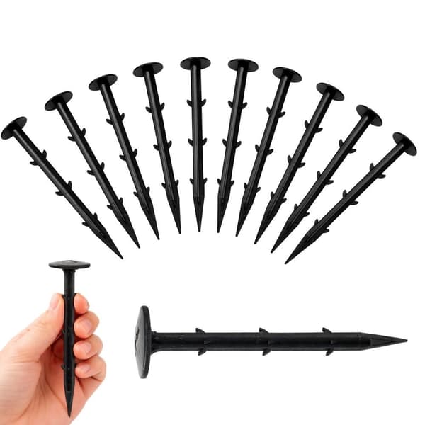 Markpinnar för fiberduk i plast 11 cm, svarta, 10-pack