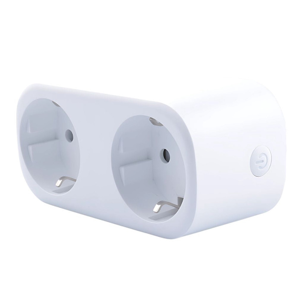 Dubbel vägguttag WiFi smart timer 16A 3120W vit