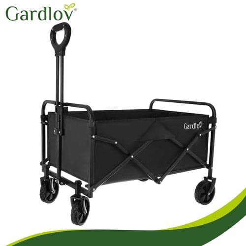 Sammenklappelig havevogn 90L 100 kg 4 hjul 360° drejelige sort