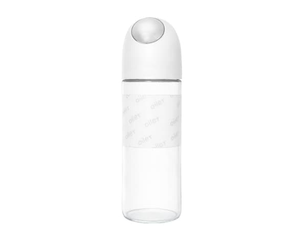 Oljedispenser i glas 510 ml med gravitationslåg hvid