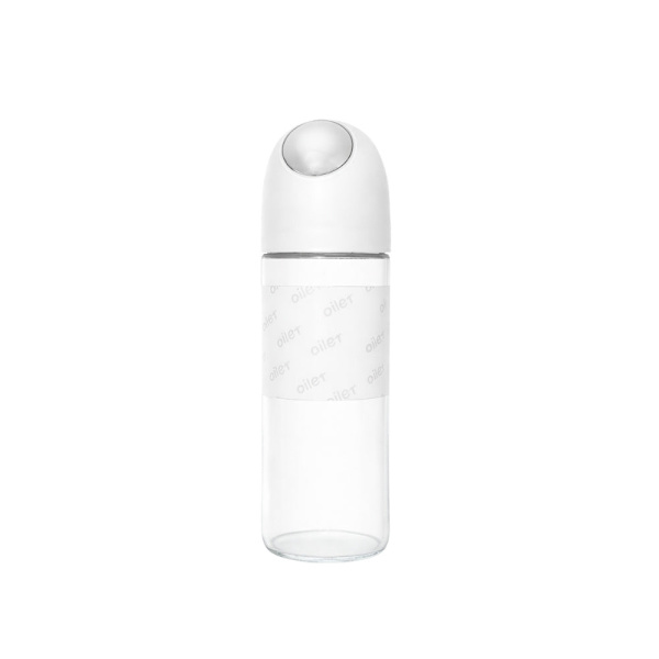 Oljedispenser i glas 510 ml med gravitationslock vit