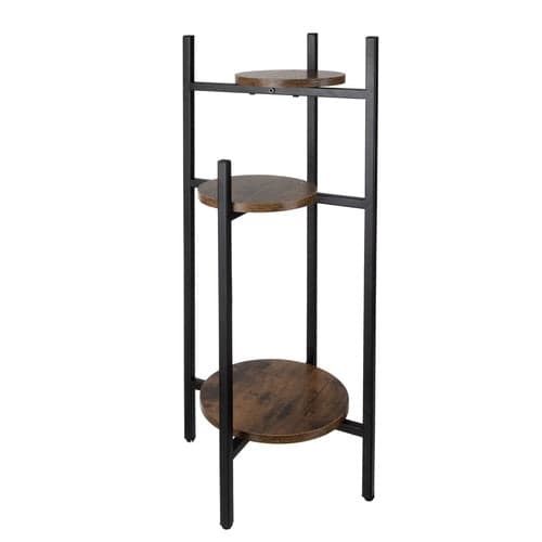 Blomsterstativ 3 niveauer metal/MDF 81x27x27 cm sort/brun