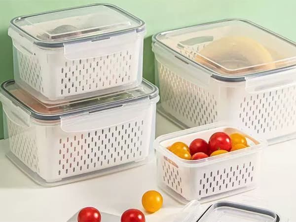 Förvaringsburkar mat med innerkorg och tätslutande lock 4-pack 600-4000 ml