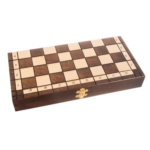 Schackset hornbeam 31x31 cm låsbar schackbräda med förvaring brun/kräm