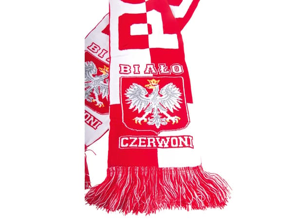 Supporterscarf fotboll Polska vit/röd 150x18 cm polyester