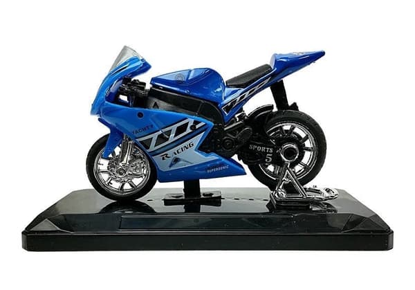 Sportmotorcykel leksak 1:18 med ljud och pull-back, slumpfärg