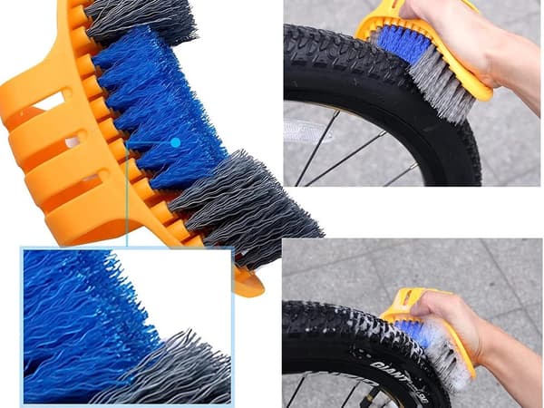 Cykelrensekit 7 dele med kæderensbørste, dækbørste & mikrofiberhandske