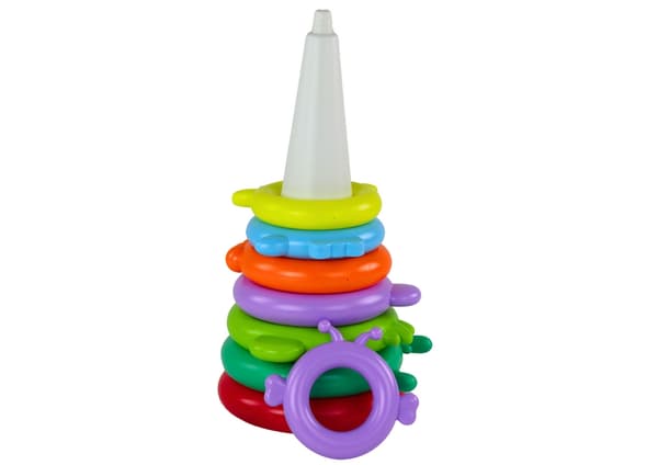 Stabelgiraffe med 13 ringe, plast 43 cm