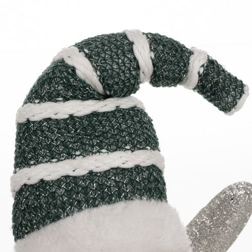 Siddende julefe-dekoration 32 cm hvid/mørkegrøn med glitrende vinger