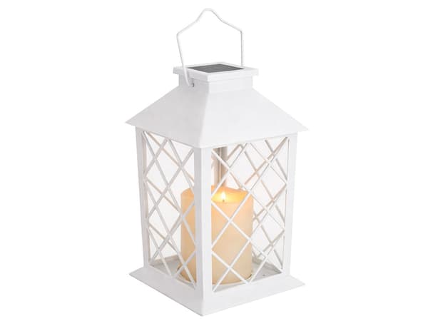LED-lanterna med solcell 28x14x14 cm vit varmfladdrande ljus
