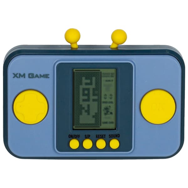 Bärbar retro spelkonsol grå med inbyggda spel, 2x AAA (ingår ej) Blå
