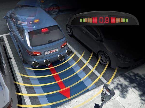 Pysäköintianturisarja 4 anturia LED-näytöllä musta 12V