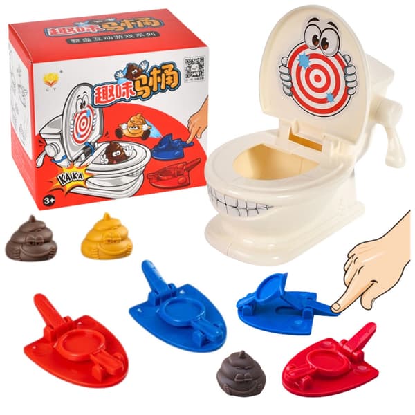 Vessapeli lapsille, 2 pelaajaa, kakkaheitin, minivessusetti