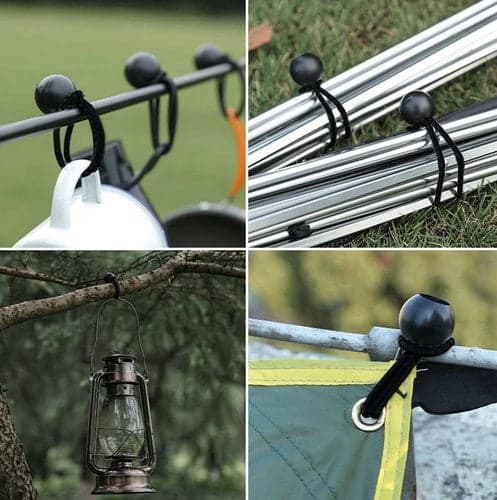 Elastikker med kugler til presenning/telt sorte 15-30 cm 10-pak