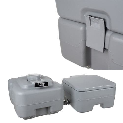 Bærbart campingtoilet 12L vand/20L affald, 150 kg, grå
