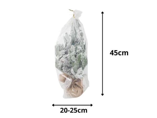 Kunstigt juletræ 45 cm med sneeffekt træfod grøn