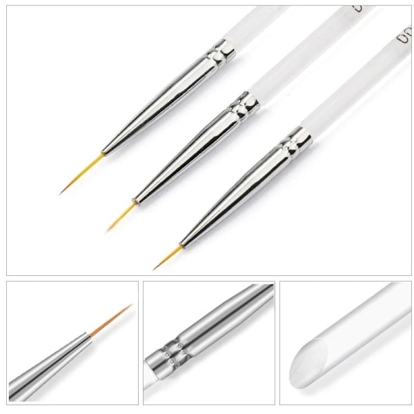 Perfekt Nagelkonstset - 3 Nail Art Penslar & 5 Dotting Tools