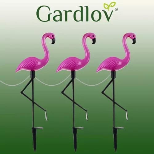 Solcellslampor flamingo 3-pack LED vit IP44 trädgårdsbelysning