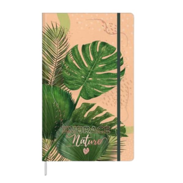Notesbog A5 hårdt omslag Monstera Leaves 80 linjerede sider