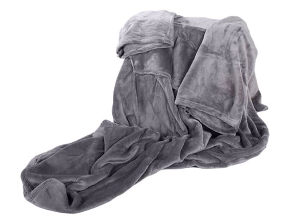 Tæppe med ærmer i fleece grå 200x140 cm universal