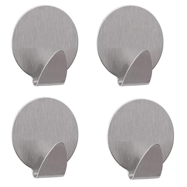 Självhäftande väggkrokar rostfritt stål 4-pack silver 4 x 3,5 cm