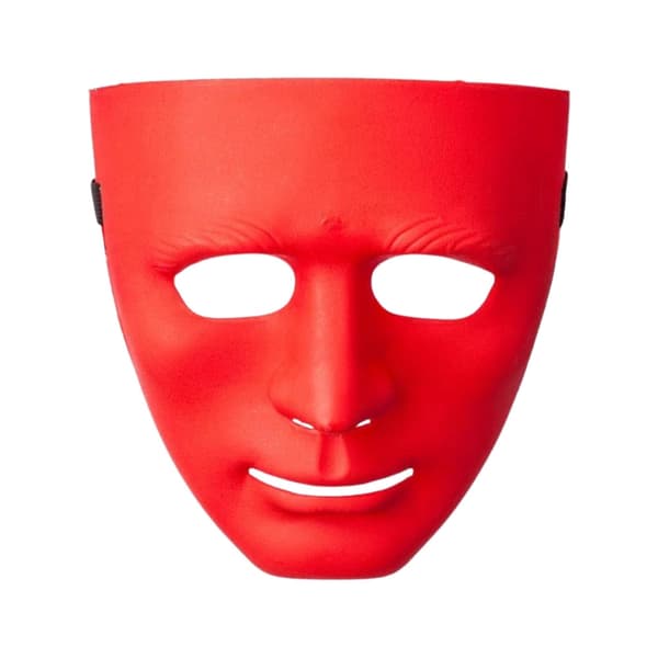 Anonym plastmask med elastiskt band, vit eller röd, one size