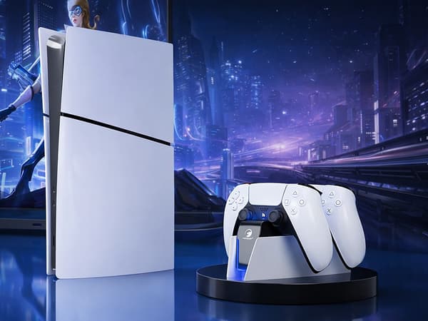 PS5-lataustelakka kahdelle DualSense-ohjaimelle LED musta/valkoinen USB