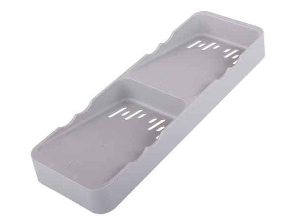 Bestikindsats til skuffe udtrækbar med 2 rum, grå plast 13x39,5 cm