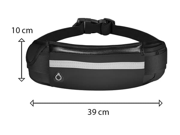Juoksuvyö kolmella taskulla ja pullotelineellä, musta 75 cm