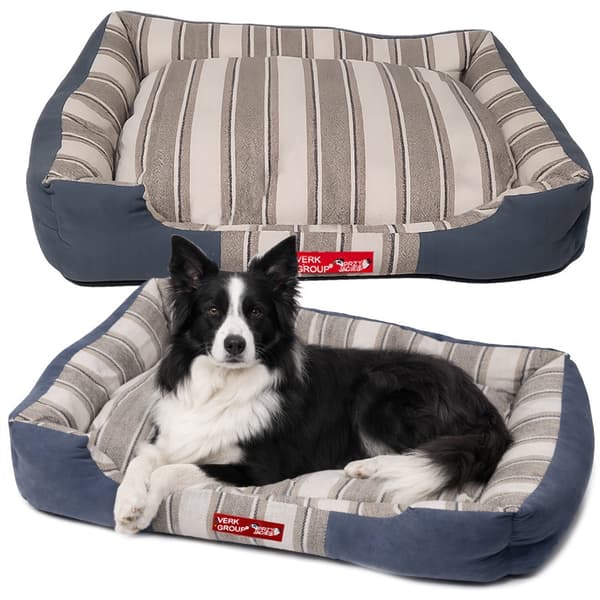 Hundeseng rektangulær 70x50 cm med aftagelig pude, velour/møbelstof
