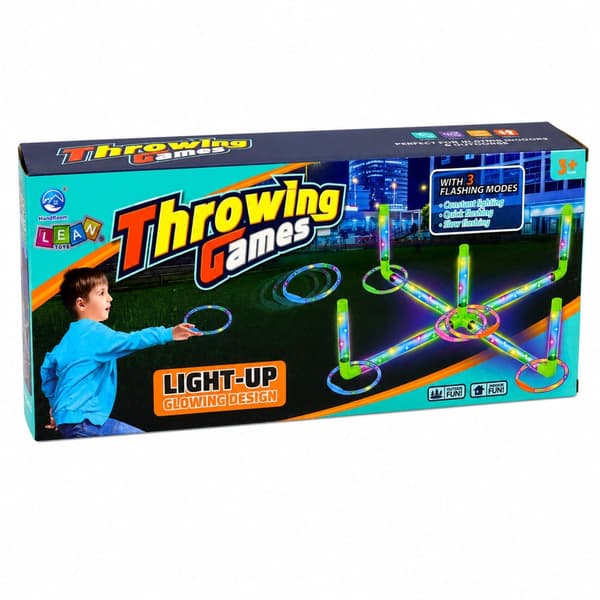LED ringkastningsspel med 8 ringar och 5 stolpar, 3 ljuslägen