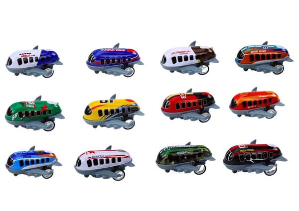 Leksaksflygplan set 12-pack 5 cm med 4 vägskyltar, från 3 år