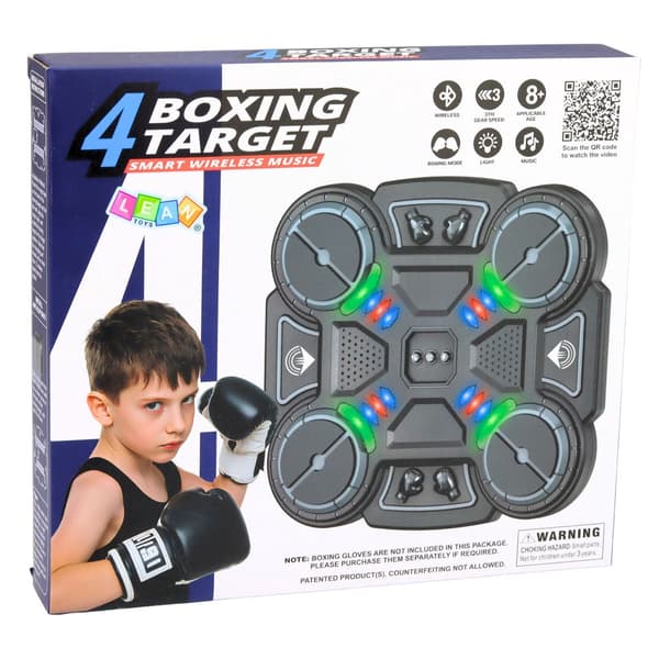 Interaktivt boxningsmål för barn med musik & LED, 4 zoner, inkl handskar