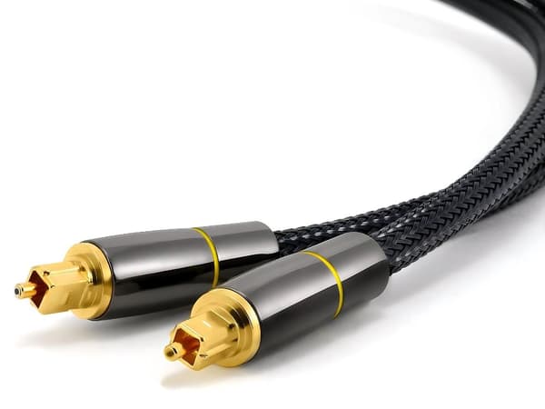 Optisk Toslink ljudkabel 2 m flätad nylon guldpläterade kontakter