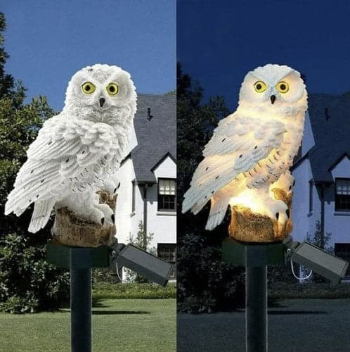 Solcellslampa uggla 44 cm LED varmvit IP44 med skymningssensor