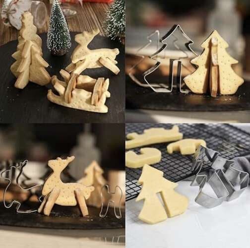 Julkakformar 3D-set 8 st i rostfritt stål för pepparkakor