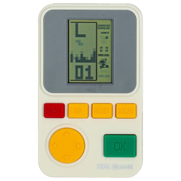 Elektroninen retro arcade-konsoli palikkapeli taskukoossa valkoinen 6+ CE