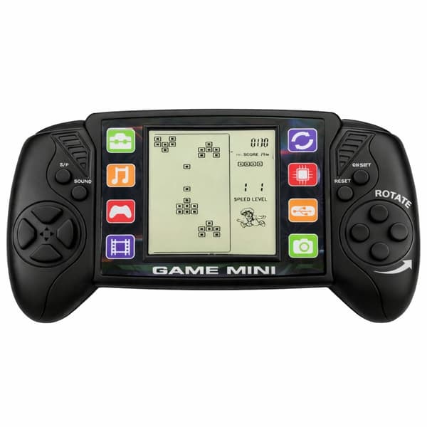 Bærbar Tetris-spilkonsol med LCD-skærm, sort, 2x AA