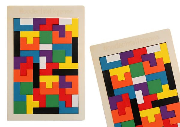 Träpussel pedagogiskt 40 bitar med bräde 27x18 cm, 3+ år