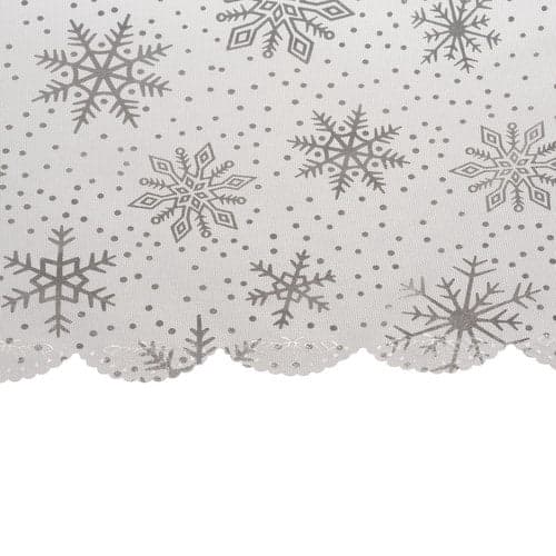 Juledug 140x260 cm hvid/sølv snefnug polyester vaskbar