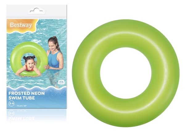 Uppblåsbar simring 76 cm neon grön med handtag, max 60 kg