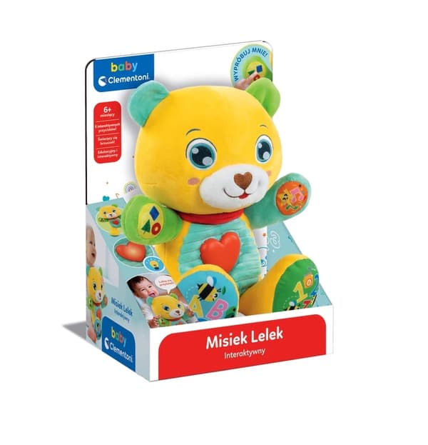 Interaktiv talende bamse med lys og knapper, 6+ måneder