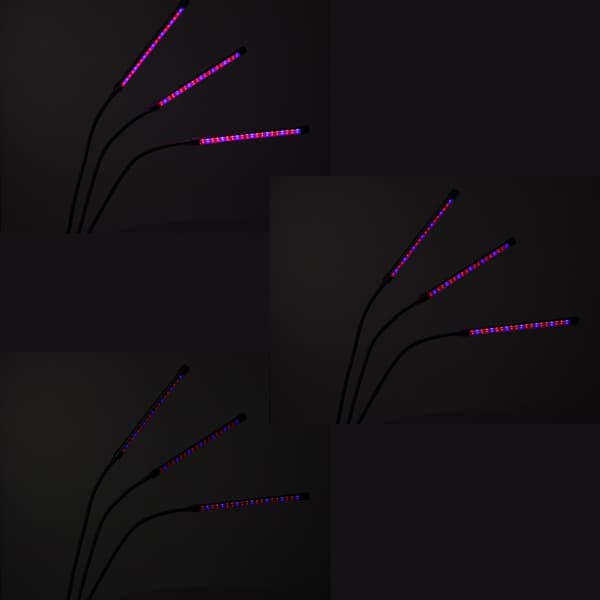 LED-växtlampa 10W med klämfäste, 3 flexibla armar, USB, timer