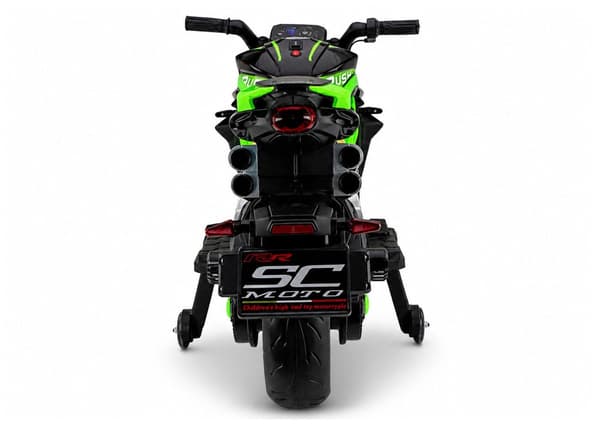 Batteridriven barnmotorcykel med LED-hjul grön XW-07