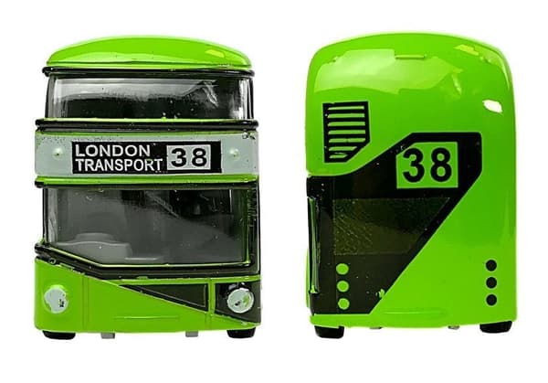 Leksaksbuss dubbeldäckare 9 cm pull-back blå, 3+ år
